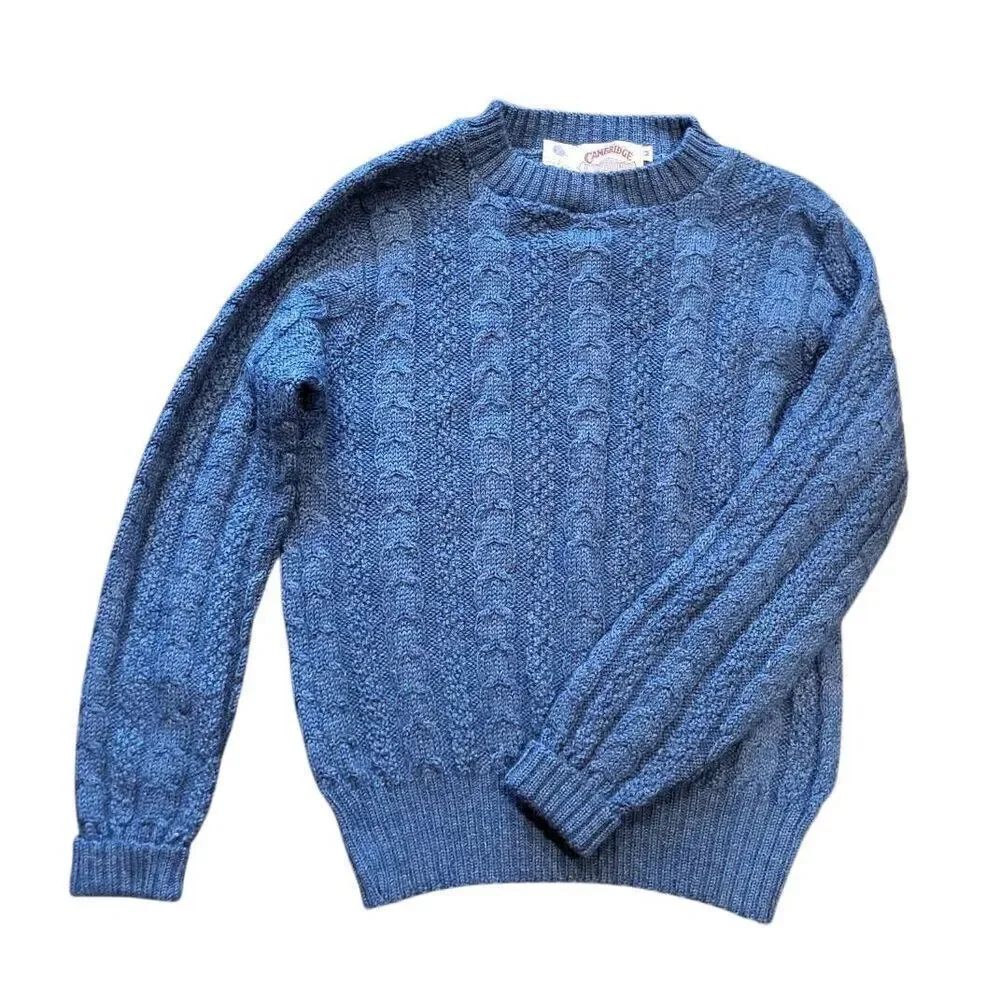 Vintage Cambridge Dry Goods Sweater Women's Medium Teal Blue Wool Cable Knit